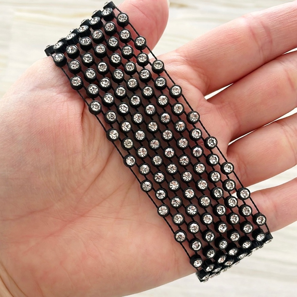 Black and Silver Rhinestone Choker Necklace